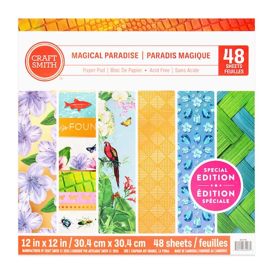 Craft Smith 12" x 12" Magical Paradise Paper Pad, 48 Sheets